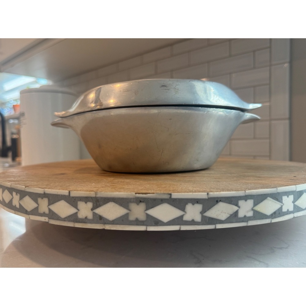 Vintage Nambe 20 X Metal Alloy Casserole Dish with Lid Mid Century Modern Silver